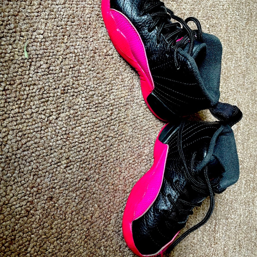 Hot Pink and Black Jordan 12s Size 8C